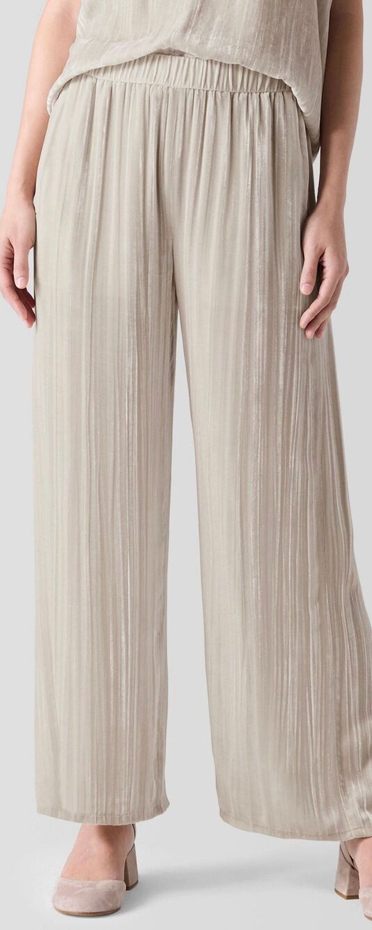 Eileen Fisher Women’s Size Medium Champagne Crushed Velvet Wide-Leg Pants